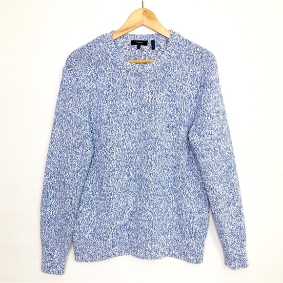 Theory  Blue and white crewneck pullover sweater - Picture 1 of 9